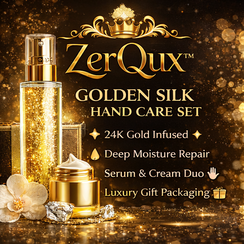 ZerQux™ Golden Silk Hand Care Set – Luxury Hydrating Hand Cream & Serum Kit, 24K Gold Infused, Deep Moisture Repair