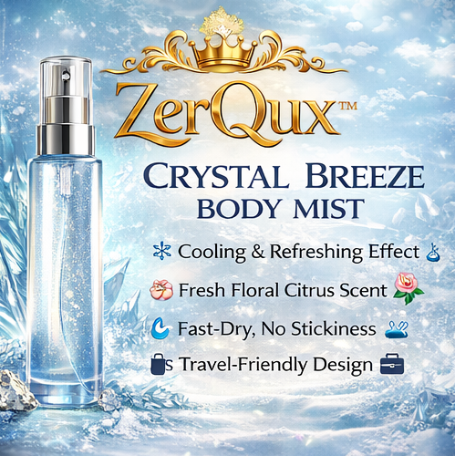 ZerQux™ Crystal Breeze Body Mist – Cooling Refresh Spray, Light Floral Scent, Summer Skin Hydration Mist