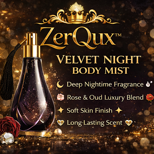 ZerQux™ Velvet Night Body Mist – Deep Scent Relax Spray, Evening Fragrance Mist, Soft Skin Perfume Spray