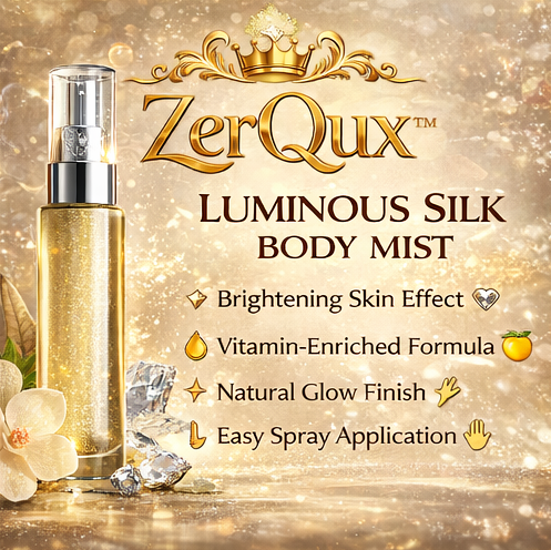 ZerQux™ Luminous Silk Body Mist – Brightening Glow Spray, Skin Radiance Enhancer, Lightweight Daily Fragrance Mist