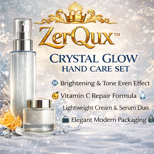 ZerQux™ Crystal Glow Hand Care Set – Brightening Hand Treatment Kit, Vitamin C Repair Cream, Even Skin Tone Formula
